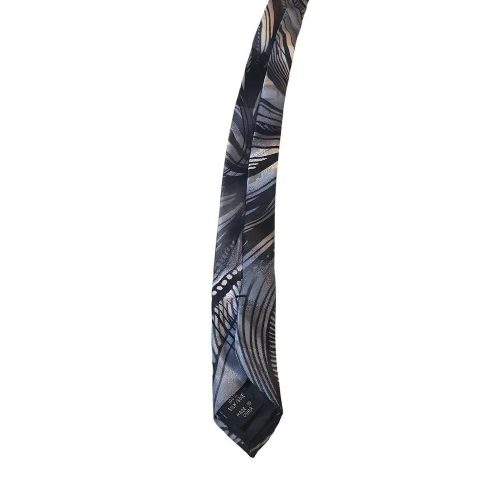 J Garcia 'Riptide'‎  Neck Tie Mens Black Gray Abstract Collectors Edition Silk